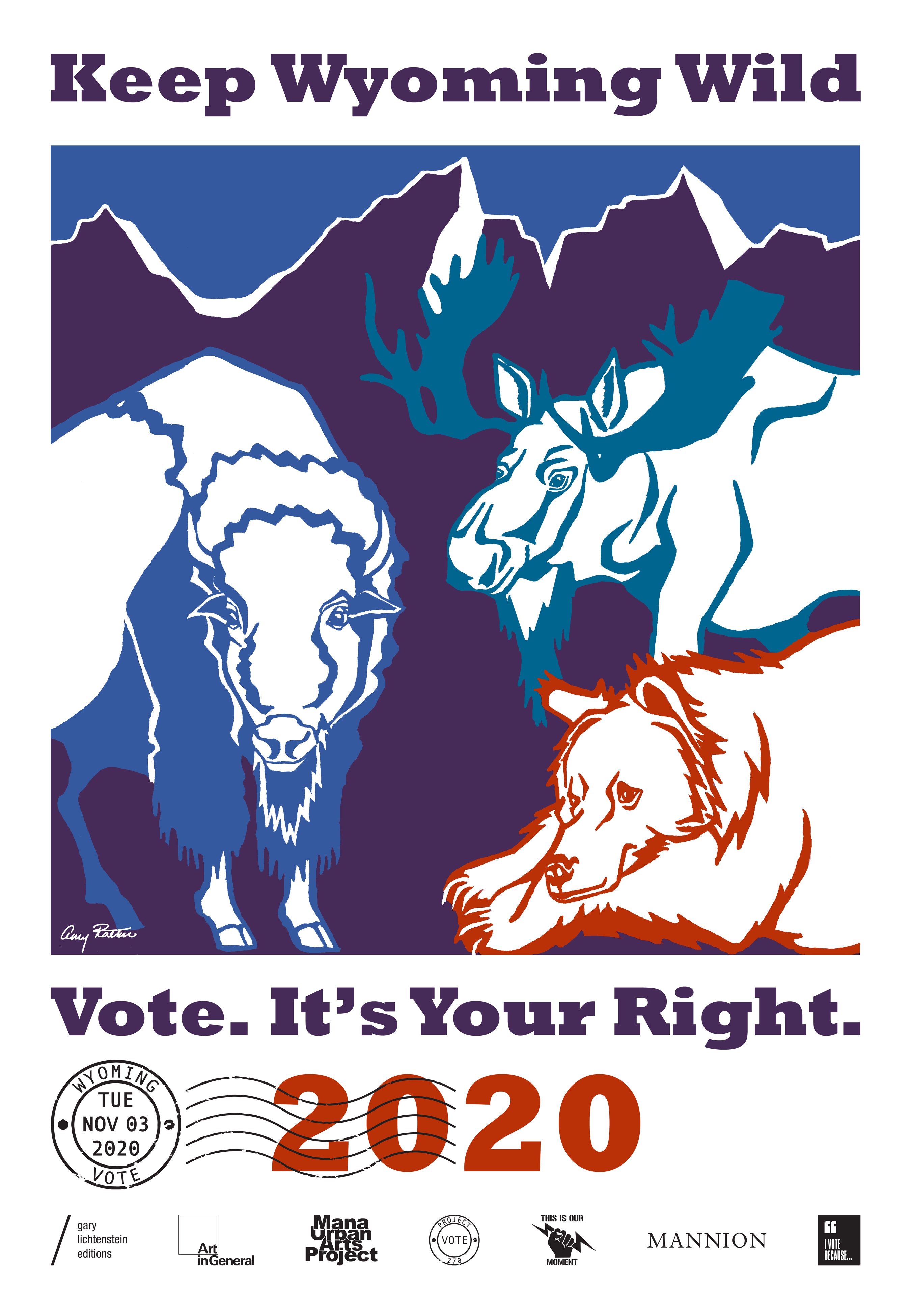 Wyoming Get Out The Vote Poster by Amy Rattner